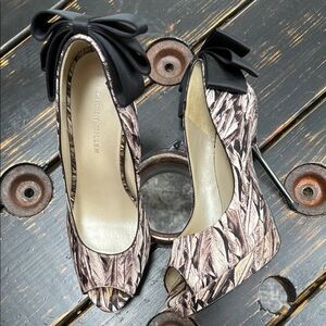 Karen Millen Cardinal Black and Brown Peep Toe Heels